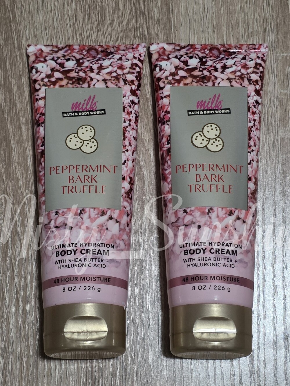 Bath & Body Works Milk Bar Peppermint Bark Truffle Body Cream Set of 2 NEW RARE